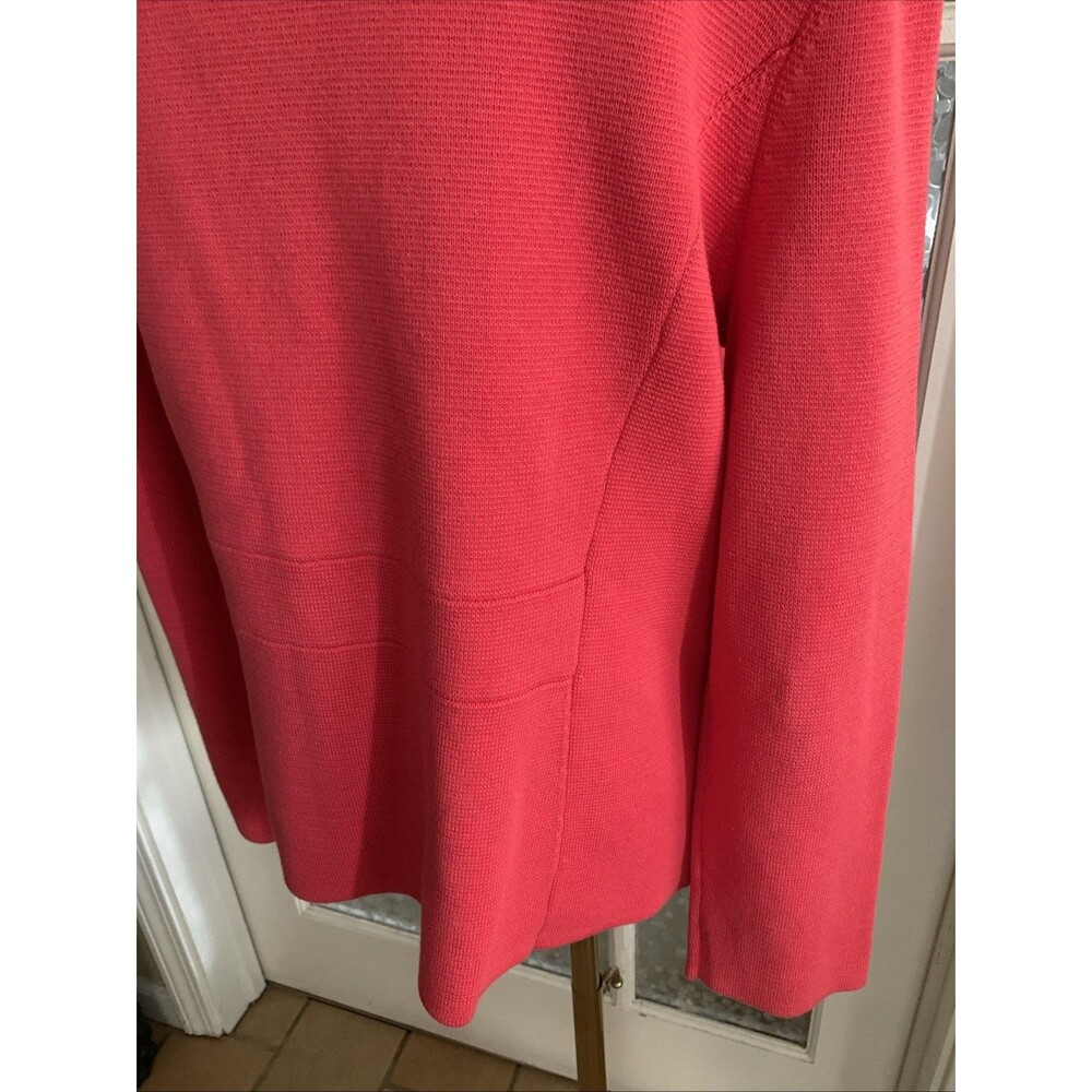 Talbots Cardigan Zip Front Cotton Rayon Blend Sz L Salmon Coral - Picture 4 of 6